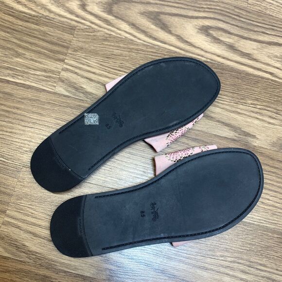 Coach Slides with Tea Rose Blossom Rivets In Chalk Pink Flower Sandal Flats 8.5B - Picture 5 of 9